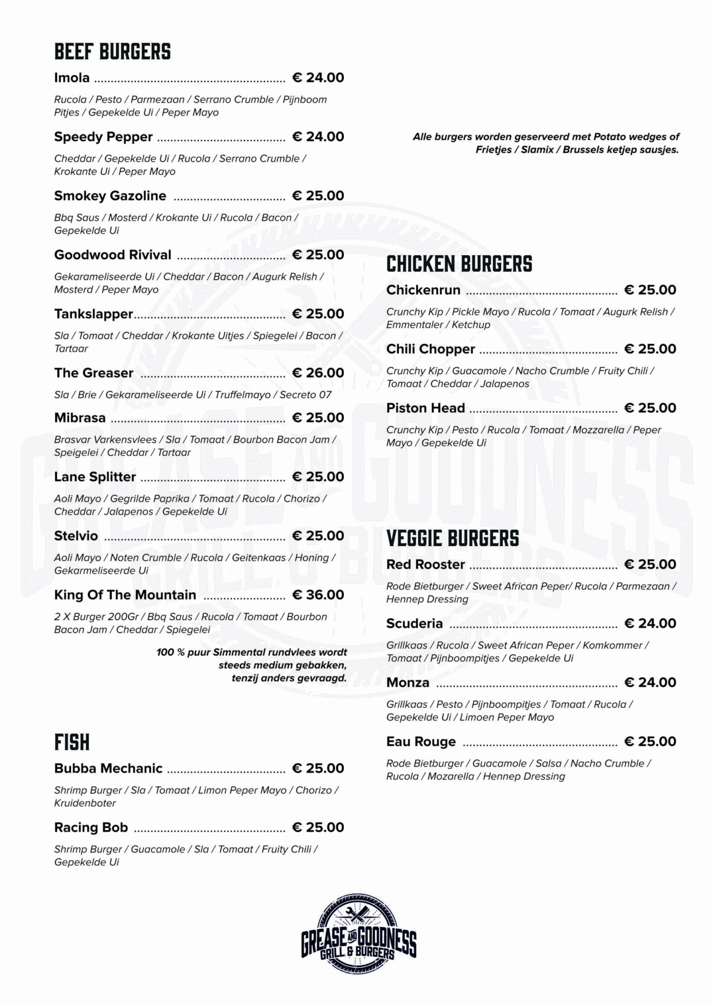 Menu - Grease and Goodness